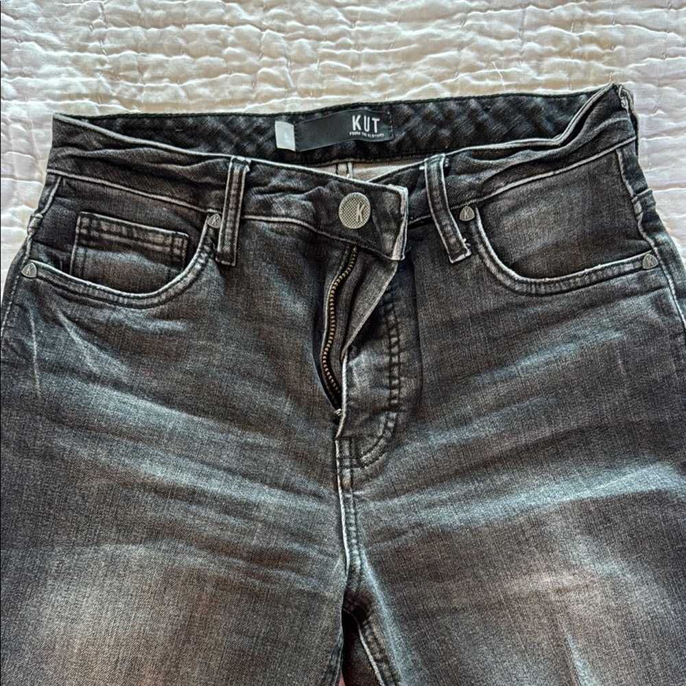 Kut from the Kloth “Rachael Fab Ab Mom Jeans” Charcoal Denim - Size 0